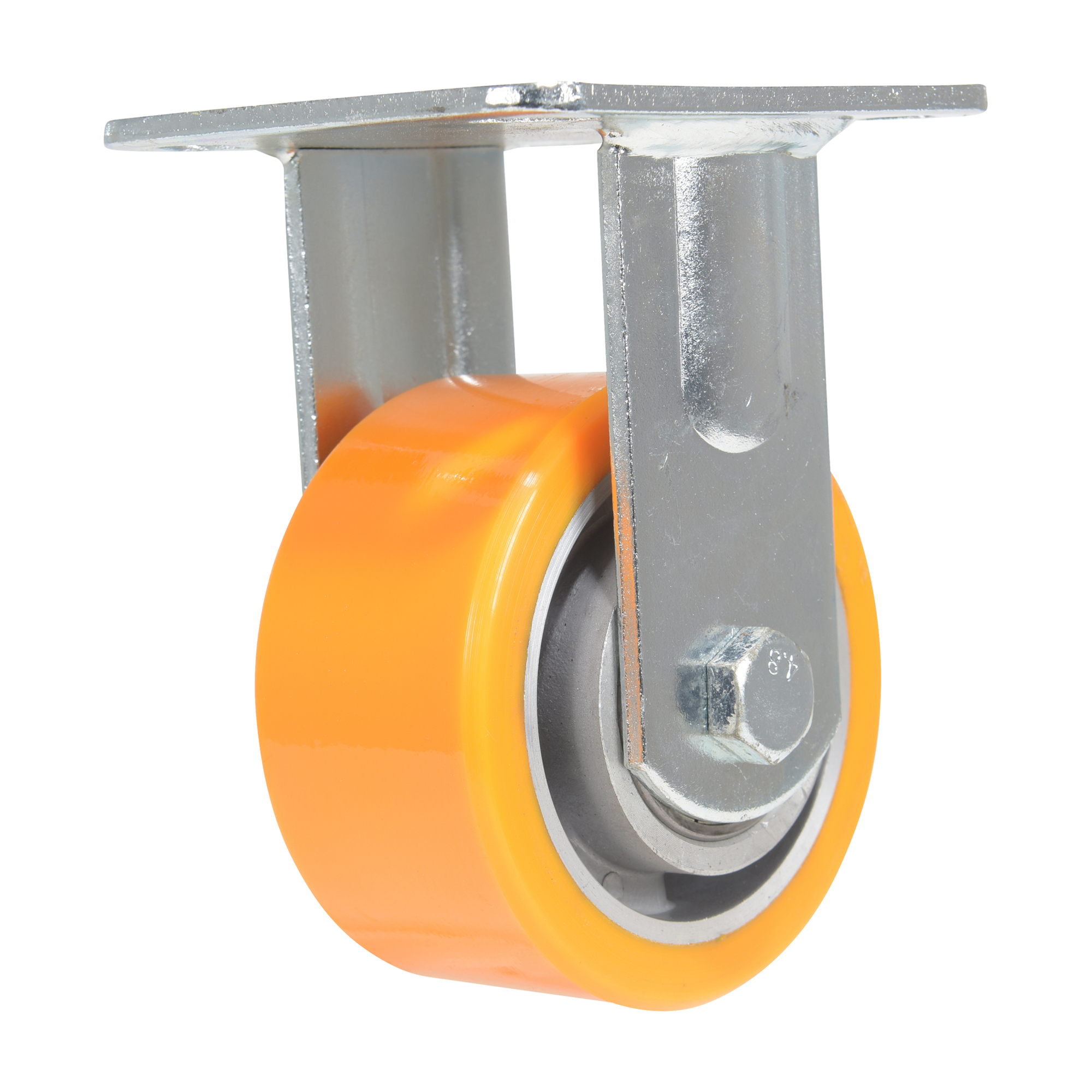 Vestil Polyurethane Rigid Caster 4 In. Diameter x 2 In. Width 660 Lb. Capacity Orange/Gray